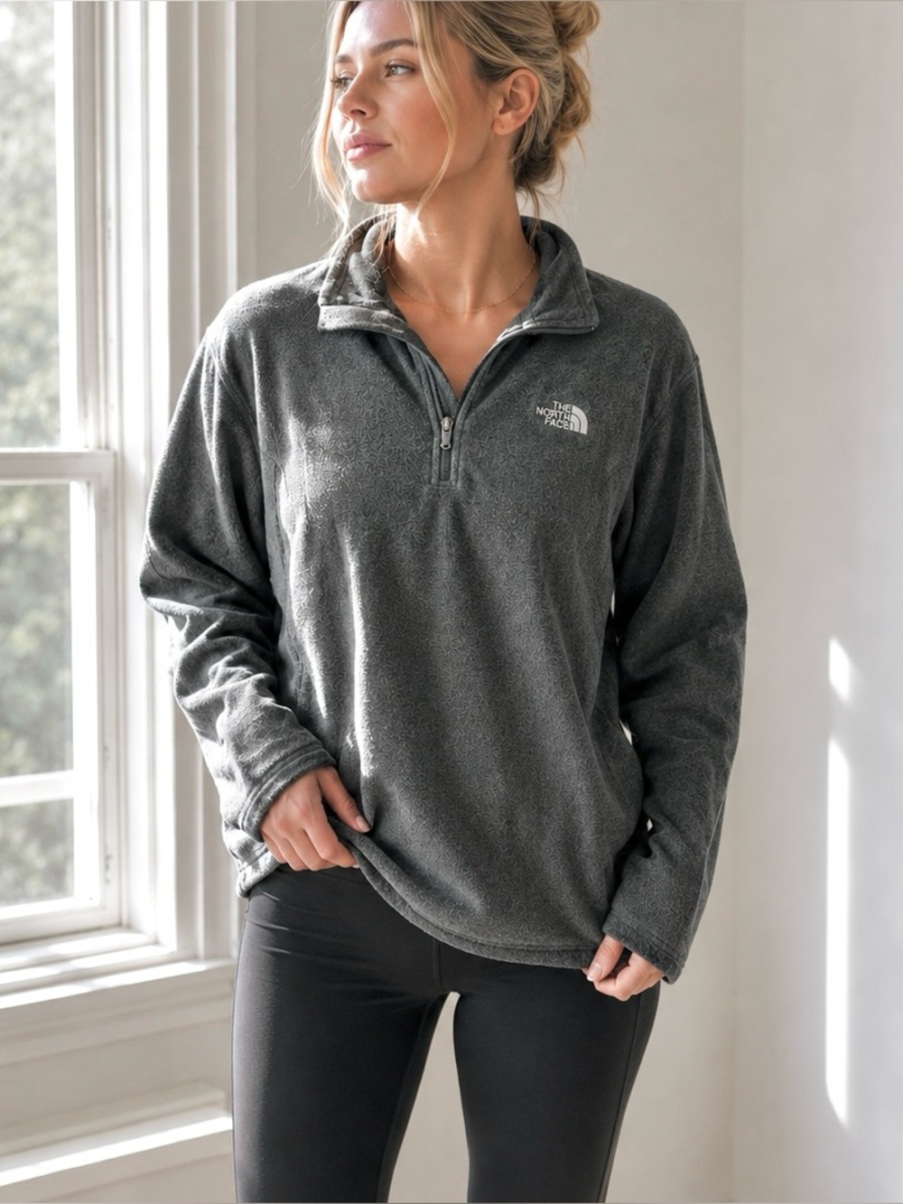 The North Face Polartec Quarter Zip Fleece Gray L